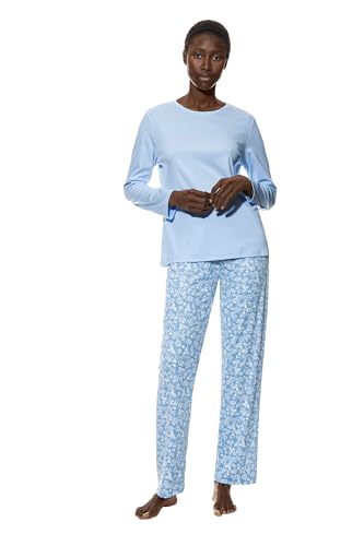 Mey Nachtwäsche Serie Flower Meadow Damen Schlafanzüge Blue Silk 3XL(48) im Sale