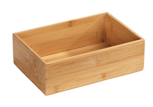 WENKO Bambus Ablage Terra L, praktische Organizer-Box für Schränke und Regale in Küche, Bad und dem gesamten Haushalt, übersichtliche Aufbewahrung von kleinen Utensilien, 22 x 7 x 15 cm, Natur im Sale