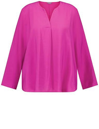 Thumbnail for Samoon Damen Fein Schimmernde Bluse 3/4 Arm, Langarm unifarben Amazing Pink 50 im Sale