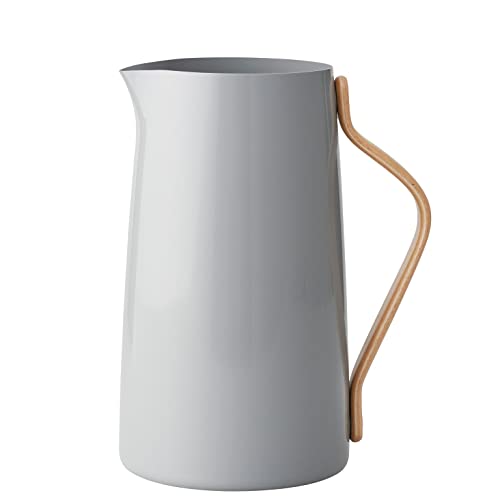 Stelton Emma Servierkanne - Wasserkanne, Edelstahl mit Beschichtetem Buchenholzgriff - Klassisches Dänisches Design - 2 Liter, Grau im Sale