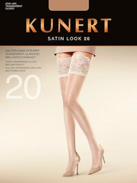 Thumbnail for KUNERT Damen Halterlose Strümpfe Satin Look 20 breites Spitzenband 20 DEN Cashmere 0540 S