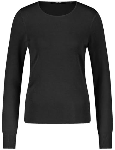 Taifun Damen Basic Pullover Langarm, Ärmelbündchen unifarben Cherry Red 40 im Sale