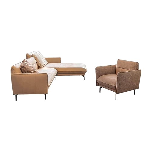 Hülsta Polstergruppe HS 430 Sofa Leder 556/22 Beige Sessel Stoff 088/47 Beige Braun