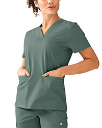 Thumbnail for CLINIC DRESS Schlupfkasack I kaere I Damen-Kasack Pflege Arbeitskleidung I V-Ausschnitt | Länge ca. 68 cm | Kurzarm I Industriewäsche geeignet | bis 75 Grad waschbar | dunkelgrün im Sale