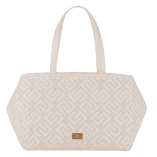 Elisabetta Franchi BS19A36E2 Handtasche Einkaufstasche groß mit Butter-Logo, Butter., 39 x 26 x 22 cm im Sale