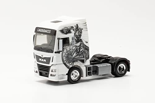 herpa 314923 Man Man TGX XXL Lagoudakis 3 / Leonidas, König von Sparta“ Zugmaschine Miniaturmodelle Kleinmodell Sammlerstück Detailgetreu, mehfarbig