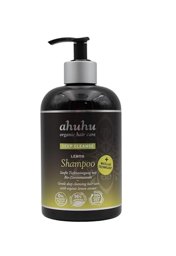 ahuhu organic hair care Deep Cleanse Lemon Shampoo 500ml I Tiefenreinigend I Mizellen-Technologie I mit Bio-Zitronen-, Hibiskus-, und Pomelo-Extrakt