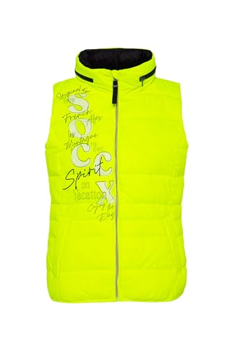 SOCCX Damen Steppweste mit Kapuze im Stehkragen Yellow Lime Xxl im Sale