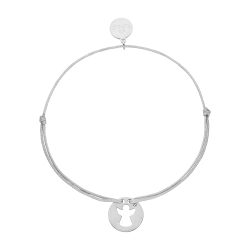 Purelei Angel Armband (Gold,Silber), Schutzengel Armband Damen und Kinder, Glücksbringer Armbändchen aus Nylon mit Edelstahl Anhänger, Länge individuell einstellbar (Silber) im Sale