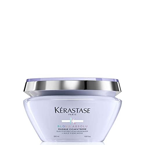 Kérastase Haarmaske für trockenes und blondiertes Haar, Anti-Haarbruch und Anti-Spliss, Mit Hyaluronsäure, Masque Cicaextrême, Blond Absolu, 200 ml