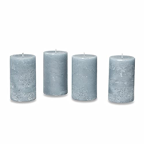 Loberon® Kerze 4er Set Braga, durchgefärbte Kerzen, Adventskerzen, Adventskranz, Weihnachten, Weihnachtsdeko, Paraffinwachs, H/Ø ca. 13/7 cm, graublau