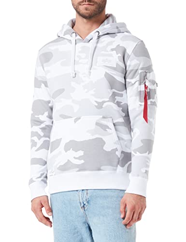 ALPHA INDUSTRIES Herren Back Print Hoody Kapuzensweat Kapuzenpullover, White Camo, im Sale