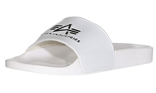 Alpha Industries Unisex Alpha Slider Bequeme Badeslipper für Herren Slipper, White, 46 EU im Sale