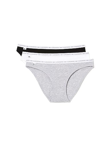 Lacoste Damen Slips Unterhosen, Farbe:Mehrfarbig, Artikel:-NUA Black/White/Grey, im Sale