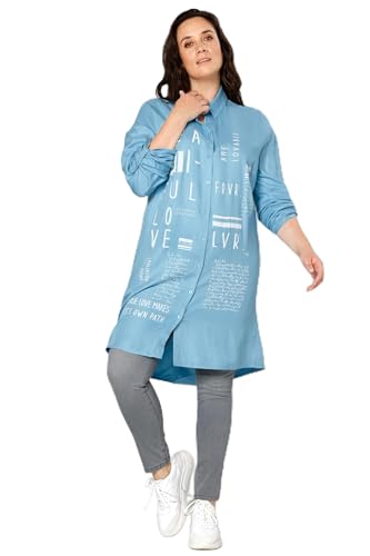 MIAMODA Damen große Größen Übergrößen Plus Size Longbluse, Hemdkragen, Langarm himmelblau 52 202323700-52 im Sale