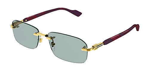 GUCCI Mens GG1221S Sunglasses, Gold-Burgundy-Green, 56 im Sale