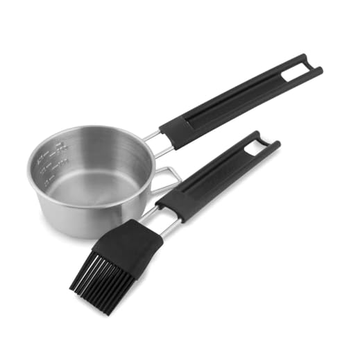 Broil King Marinier-Set - Edelstahl und Silikon, 250 ml Topf mit 10 cm Durchmesser, 25,5 cm Pinsel, Perfekt für Grillmarinaden