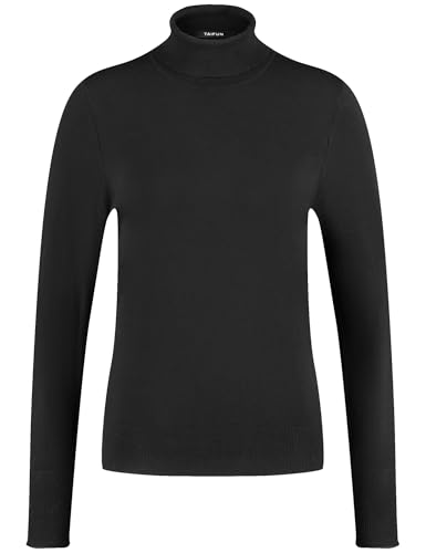 Taifun Damen Basic Pullover mit Rollkragen Langarm unifarben, Melange Bright Violet 36 im Sale