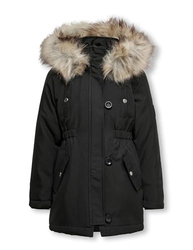 ONLY Mädchen Kogiris Fur Otw Noos Parka, Black/Detail:fur Light Grey, 164 EU im Sale