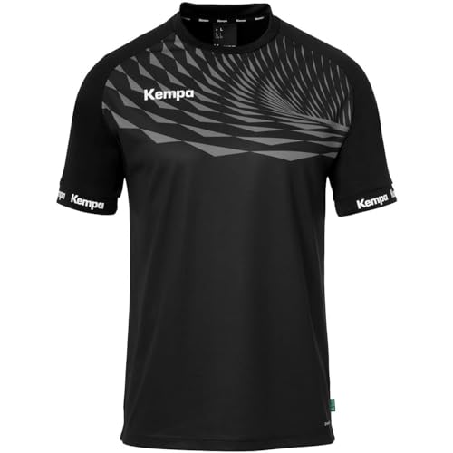 Kempa Herren Wave 26 Shirt Jungen Sportshirt Kurzarm Funktionsshirt Handball Gym Fitness Trikot, Schwarz/Anthra, EU im Sale