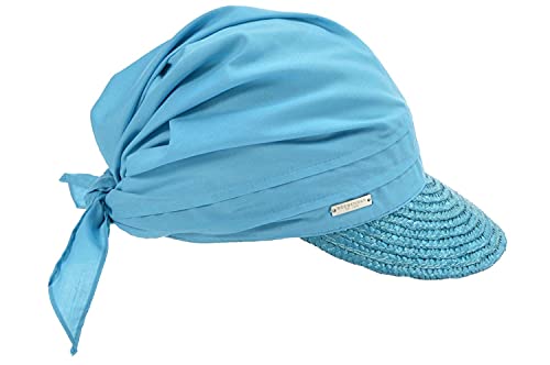 Seeberger Damen Sonnenhut Stroh-/Stoffcap, Einfarbig, Gr. one Size, Blau (Azur 66) im Sale