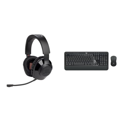 JBL Quantum 350 Over-Ear Gaming Headset – Wireless 2.4 GHz und USB-C-Anschluss & Logitech MK540 Advanced Kabellose Tastatur und Maus Combo für Windows im Sale