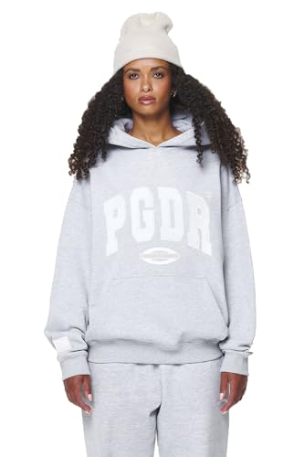 Pegador Damen Hoodie Keats Logo Oversized Grey Melange im Sale