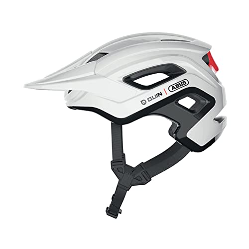 ABUS MTB-Helm Cliffhanger - Fahrradhelm für anspruchsvolle Trails - mit großen Lüftungsöffnungen & TriVider Riemensystem - für Damen und Herren - Weiß/Rot Glänzend, Größe S im Sale