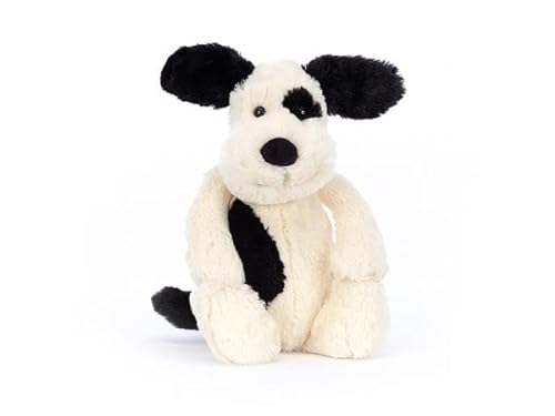 Peluche Bashful Black & Cream Puppy Medium - L: 9 cm x l : 12 cm x H: 31 cm