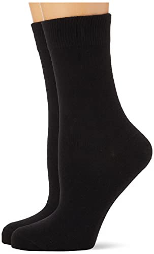 Nur Die Damen Classic Baumwolle Doppelpack Damensocken, Schwarz, EU im Sale