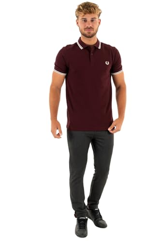 POLO UOMO FRED PERRY DOPPIA RIGA OXBLOOD im Sale