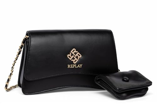 Replay Damen Schultertasche mit Ketten-Detail, Black 098 (Schwarz), Onesize im Sale