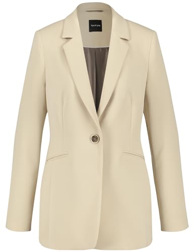 Taifun Damen Taillierter Blazer aus feiner Stretch-Qualität Langarm, geknöpfte Armschlitze unifarben Warm Sand 42 im Sale