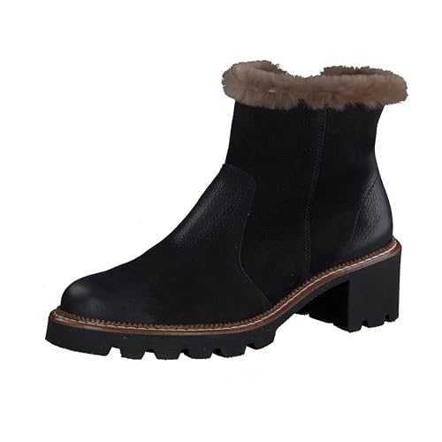 Paul Green Damen Stiefelette mit Lammfell, Frauen Ankle Boots,Warm gefüttert,halbstiefel,Kurzstiefel,uebergangsschuhe,Schwarz (Black),40 EU / 6.5 UK im Sale