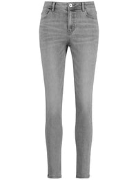 Thumbnail for Taifun Damen Skinny Jeans unifarben, Washed-Out-Effekt leicht verkürztes Bein Light Grey Denim 42 im Sale