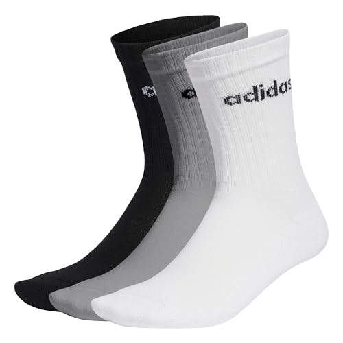 Adidas, Set Di 3 Paia Di Calze Alte Per Bambini Adidas, Socken, Schwarz-Weiss, L, Unisex -Bambino im Sale