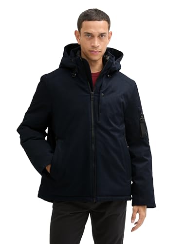 TOM TAILOR Herren 1042206 Gefütterte Jacke mit Abnehmbarer Kapuze, 36462-Sky Captain Melange, XL im Sale