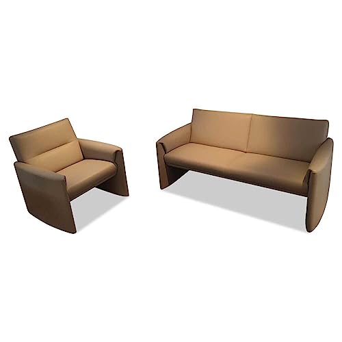 Garnitur Boavista Leder Neolux Hellgrau Sofa Sessel