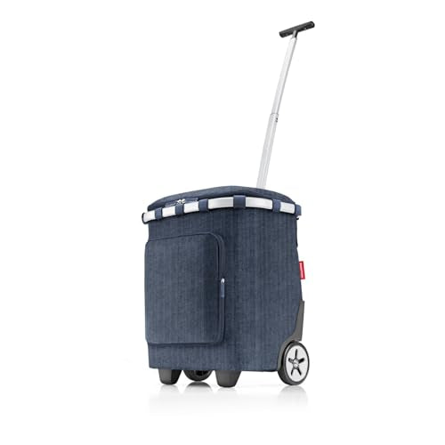 reisenthel carrycruiser Plus in Herringbone Dark Blue – Tragbarer Einkaufstrolley mit Kühlfach, Schultergurt und herausnehmbarer Netz-Innentasche – Obermaterial aus recycelten PET-Flaschen im Sale