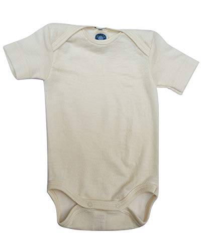 Cosilana, Baby Body Kurzarm, 70% Wolle, 30% Seide (Natur, 62-68) im Sale