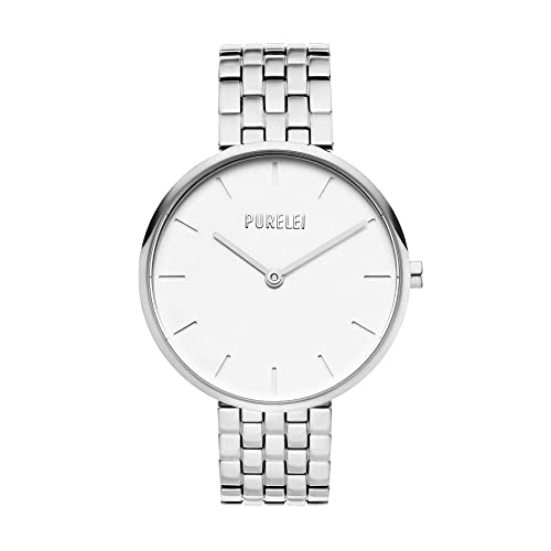 Purelei Timeless Uhr (Silber), Hochwertige Damenuhr mit Edelstahlarmband, Elegante Uhr Damen Analog Quarz 3ATM, Geschenk für Frauen im Sale