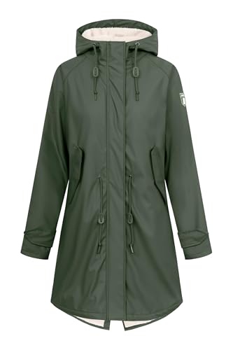 derbe Friese Tidaholm Damen Regenjacke Oliv Gefüttert | Regenmantel | Frauen | mit Futter | Hamburg | Friesennerz | Warm im Sale