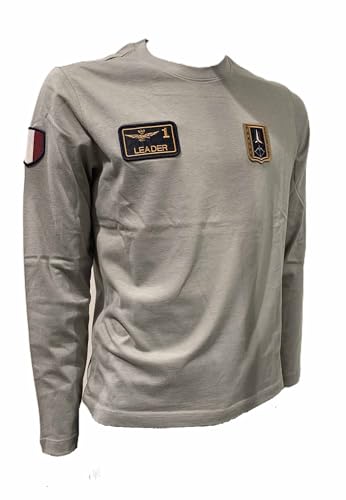 Aeronautica Militare TS2317 T-Shirt mit dreifarbigen Pfeilen für Herren, Trikot, Hemd, Polo, Langarm, Stone Grey, im Sale