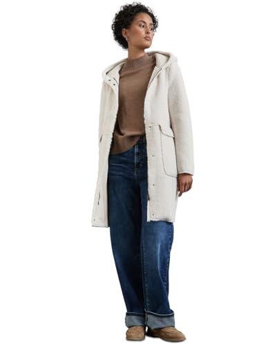 STREET ONE Damen A201965 Teddy-Mantel mit Kapuze, Snow Cream, 38 im Sale