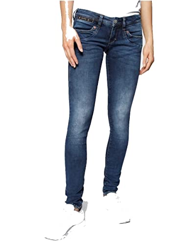 Herrlicher Damen Piper Slim Organic Denim Jeans, Blue sea L32, W30/L32 im Sale