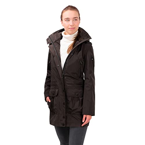 Knuffelwuff Damen Übergangsjacke - Leichte wasserdichte Jacke Lexington Größe: XL - 42 Coffee - Atmungsaktive Regenjacke mit extra vielen Taschen für Outdoor, Wandern, Reisen, Gassi gehen