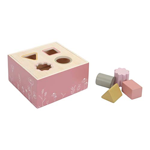 Little Dutch 7022 Holz Steckspiel Sortierspiel mit 4 Formen - Wild Flowers rosa