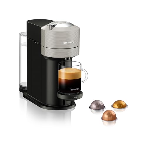 Krups XN910B Nespresso Maschine Vertuo Next | Kaffeekapselmaschine | Nespressokaffeemaschine |1,1 L Wassertank | 6 Tassengrößen | Power-Off Funktion | 54 % aus recyceltem Kunststoff | Light Grey