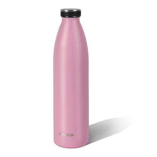 Edelstahl Trinkflasche wenco falmingo pink - 1000ml - Perfekt für Kinder, BPA-Frei, Auslaufsicher, Kohlensäure geeignet - Kleine Thermosflasche für Sprudel, Sport, Schule, Fitness