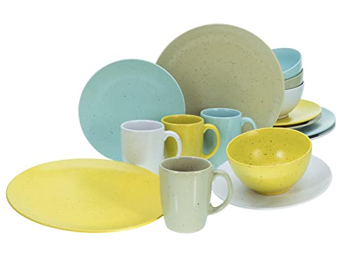 CreaTable, 23843, Serie Jona, 16-teiliges Geschirrset, Kombiservice aus Steingut, spülmaschinen- und mikrowellengeeignet, Qualitätsproduktion